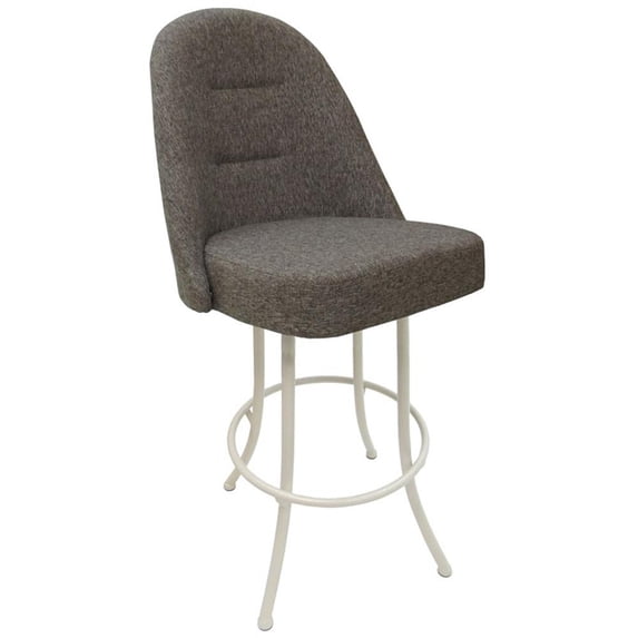 Swivel Metal Bar Stool 30" Seat - M-235 - Mojave Gray Fabric - White Base