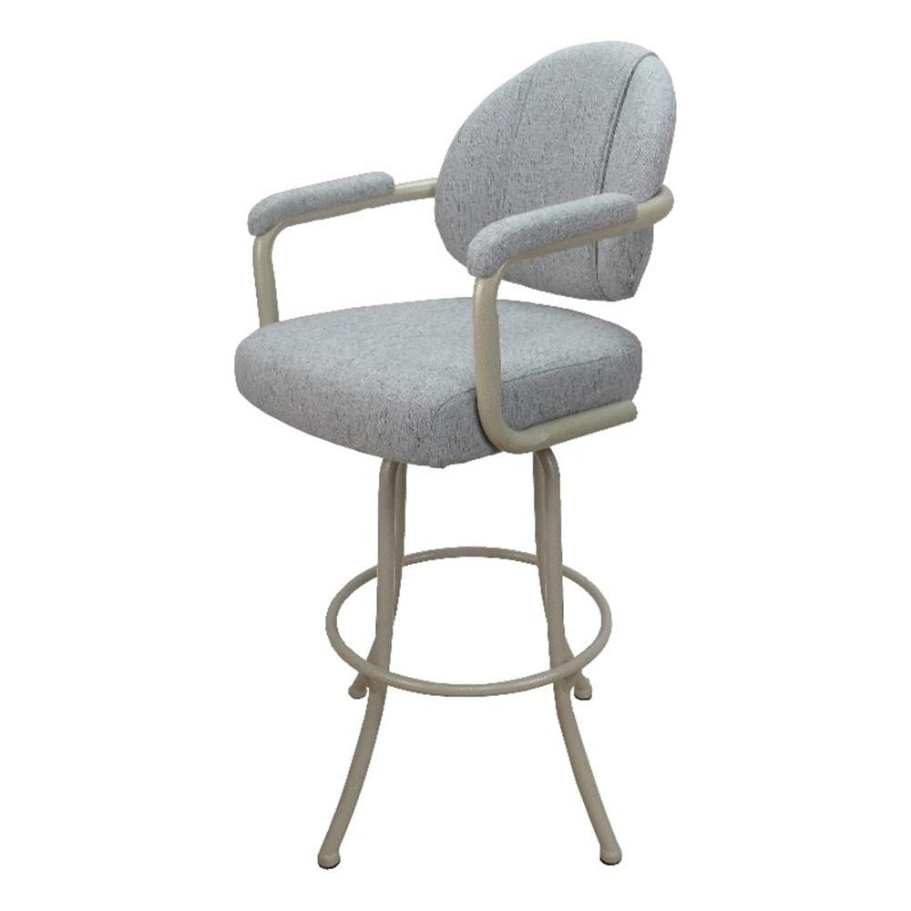 Hemsath Slate Beige 30" Swivel Upholstered Metal Bar Stool