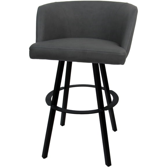 Swivel Metal Bar Stool 30" Seat - Joey - Moonstone Vinyl Charcoal - Black