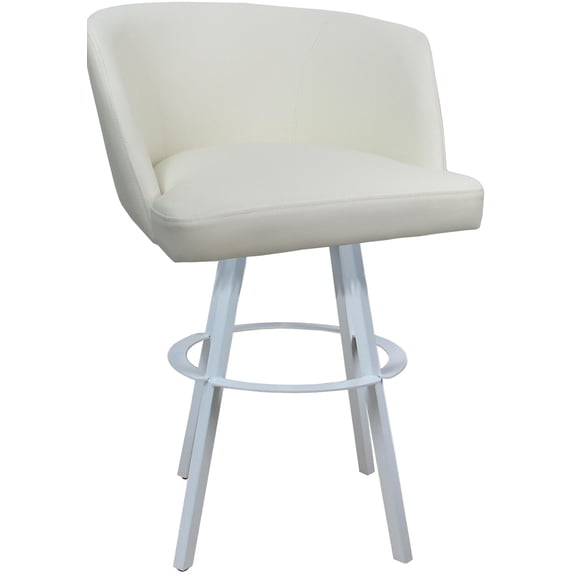 Swivel Metal Bar Stool 30" Seat - Joey - White Vinyl - White