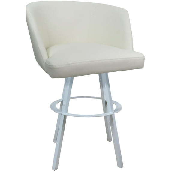 Swivel Metal Bar Stool 30" Seat - Joey - White Vinyl - White