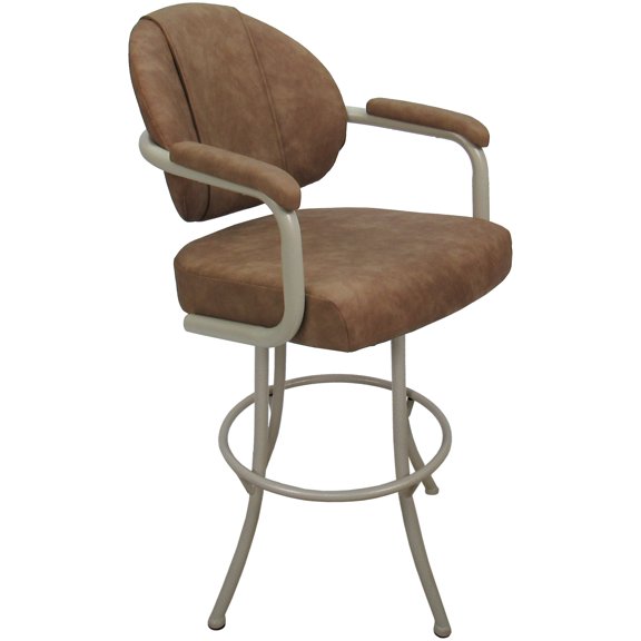 Swivel Metal Bar Stool 30" Seat - M-70 - Pecan Brown Vinyl - Beige