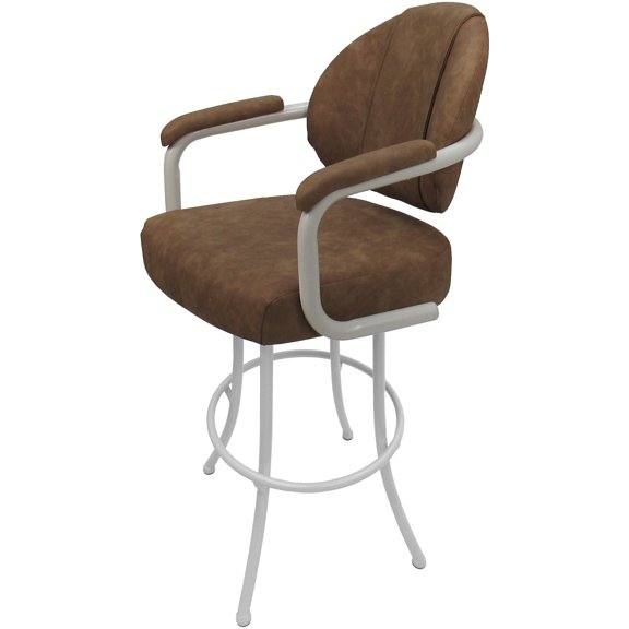 Swivel Metal Bar Stool 30" Seat - M-70 - Pecan Brown Vinyl - White