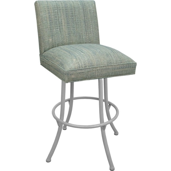 Swivel Metal Bar Stool Sommerville 30" Seat - Watusi Aqua Teal Fabric - White