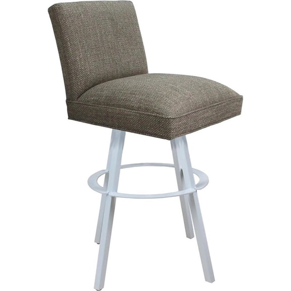 Swivel Metal Counter Stool Sommerville 26" Seat - Plumley Cocoa Fabric - White