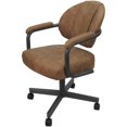 thumbnail image 1 of Swivel Metal Dining Caster Chair- M-70 - Pecan Brown Vinyl - Gray, 1 of 5