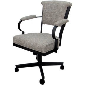 Swivel Metal Dining Caster Chair - Miami - Jetty June Tan Fabric - Black