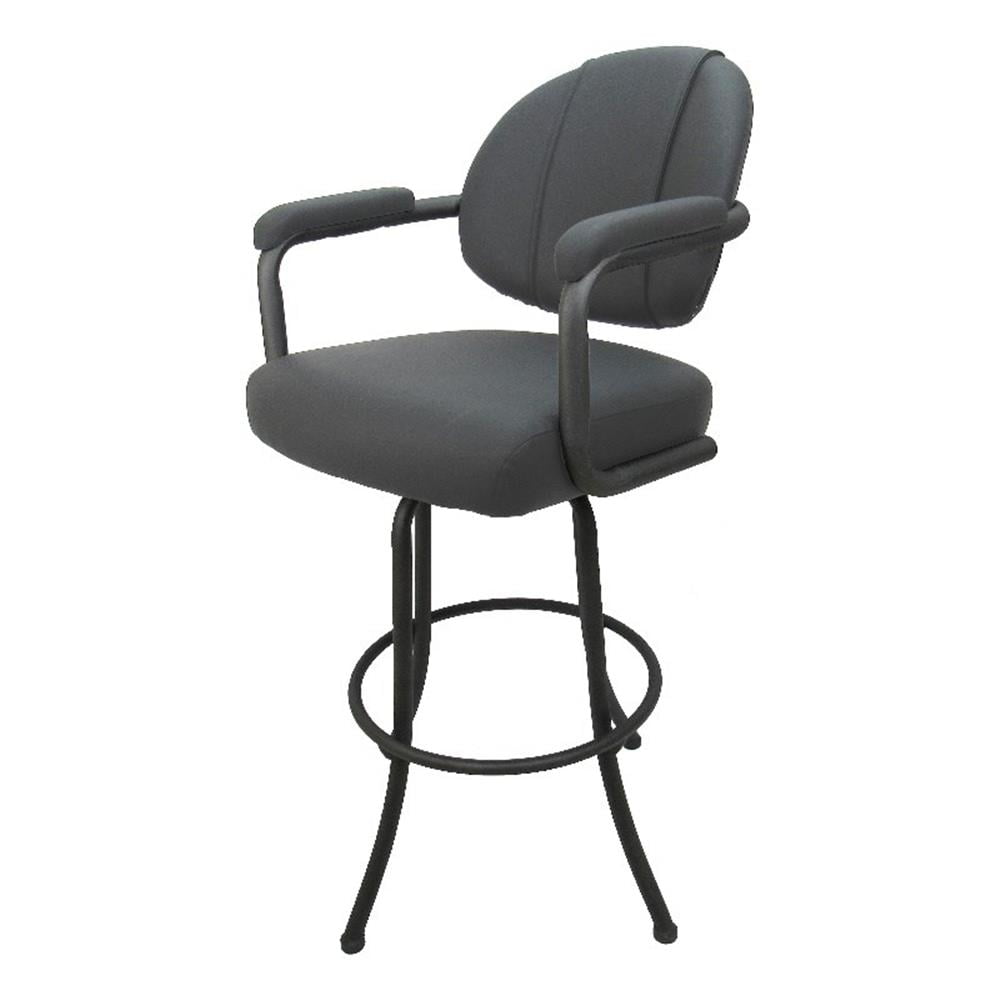 Gray Vinyl Extra Tall Swivel Metal Bar Stool