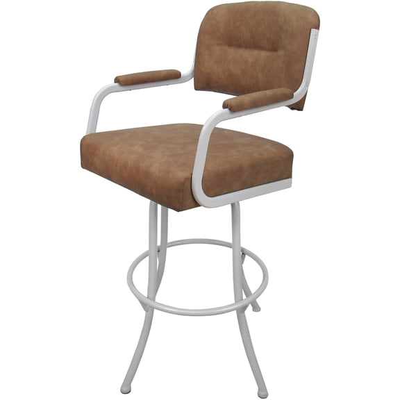 Swivel Metal Extra Tall Stool 34" Seat - M-110 - Pecan Brown Vinyl - White