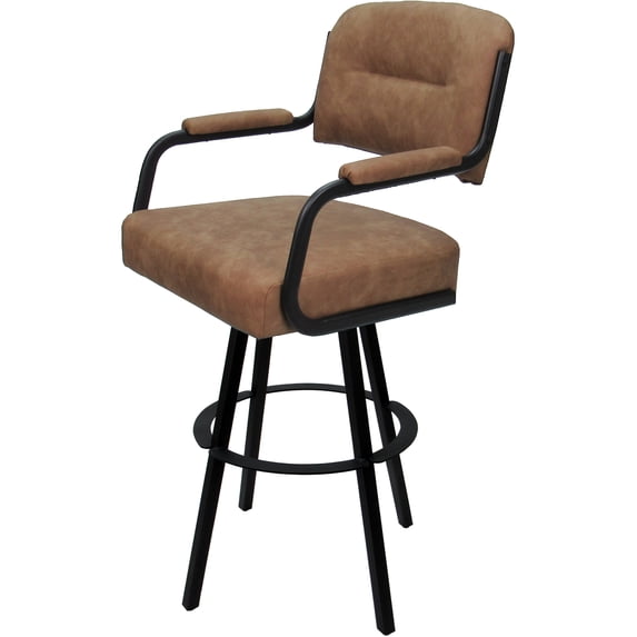 Swivel Metal Extra Tall Stool 34" Seat - M-110 WB - Pecan Brown Vinyl - Black