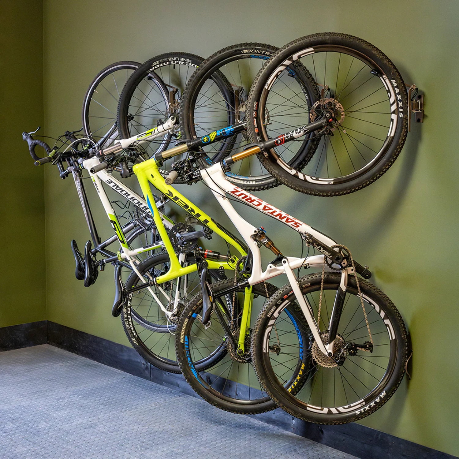 Swivel Mount Bike Storage Rack | 4 Bicycle | Garage Wall