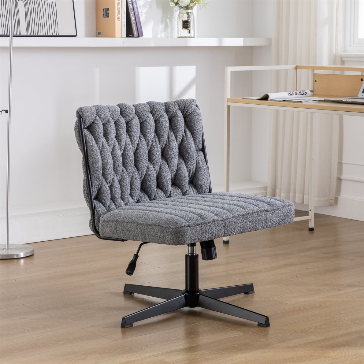 Swivel Office Chair Armless Desk Chair No Wheels, High Adjustable