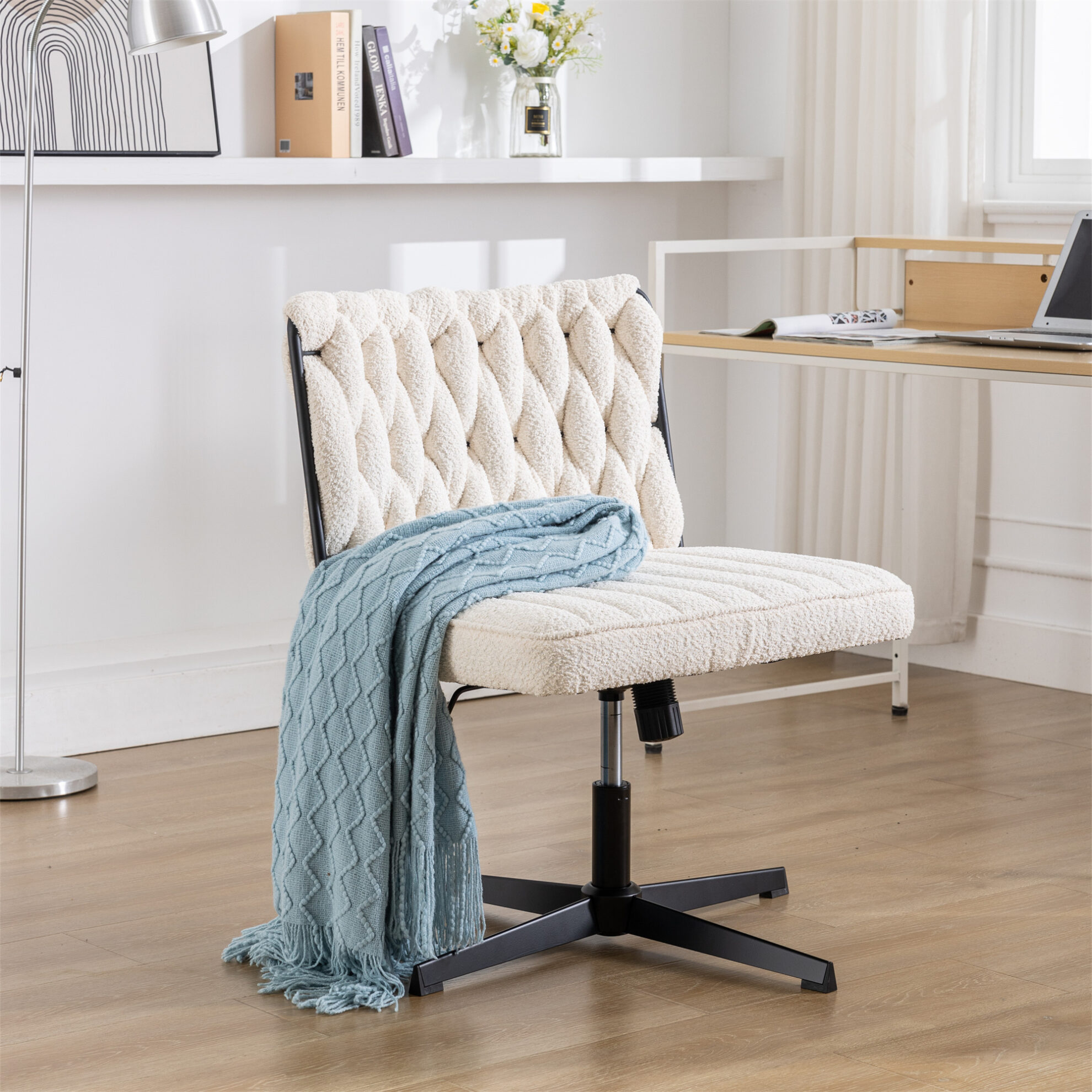 Swivel Office Chair Armless Desk Chair No Wheels, High Adjustable