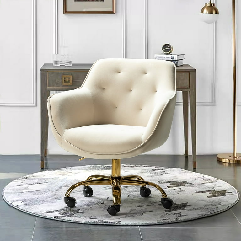 Swivel Office Chair Comfy Desk Chair with Tufted Back and Golden