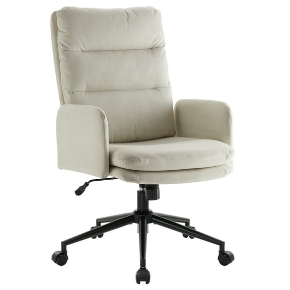 Swivel Office Chair, High-Back Ergonomic Desk Chair with Lumbar Support, Adjustable Height, Armrests & Wheels, Upholstered Computer Task Chair