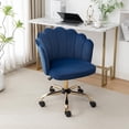 thumbnail image 1 of Swivel Office Chair, Modern Home Office Desk Chair, Velvet Shell Back Vanity Chair with Golden Metal Base, Height Adjustable Upholstered Cute Task Chair, Navy, 1 of 14