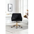 thumbnail image 1 of Swivel Office Chair, Modern Velvet Tufted Upholstered Desk Chair with Golden Five-Star Base, 360°Swivel Height Adjustable Armchair Accent Chair for Living Room Bedroom Home Office, Black, 1 of 7