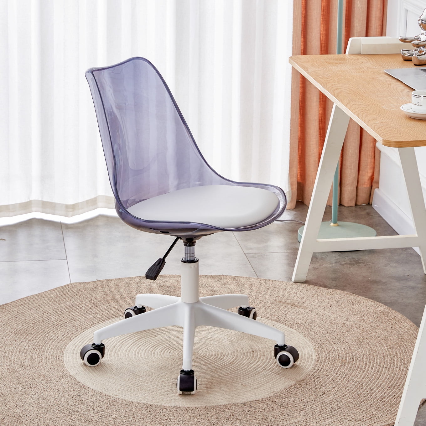 Swivel Office Chair with PP Legs, Modern Adjustable Lift Desk Chair