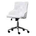thumbnail image 1 of Swivel Office Chair in White Faux Leather with Stainless Steel and Tufted Seat, 1 of 3