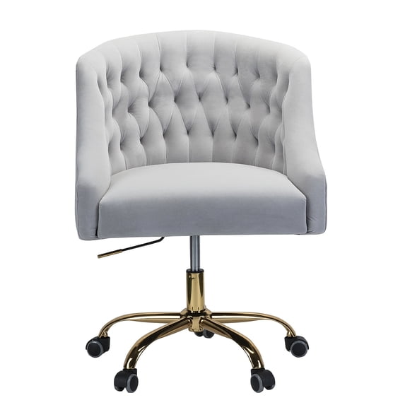 Swivel Office Computer Chair Gold Base Extra Large Size Adjustable Adult Grey