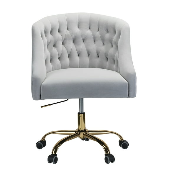 Swivel Office Computer Chair Gold Base Extra Large Size Adjustable Adult Grey