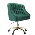 thumbnail image 1 of Swivel Office Task Chair Swivel Rolling Computer Velvet Fabric Gold Legs Makeup Vanity Chairs Adult Office Green, 1 of 9