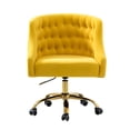 thumbnail image 1 of Swivel Office Task Chair Swivel Rolling Computer Velvet Fabric Gold Legs Makeup Vanity Chairs Adult Office Yellow, 1 of 9
