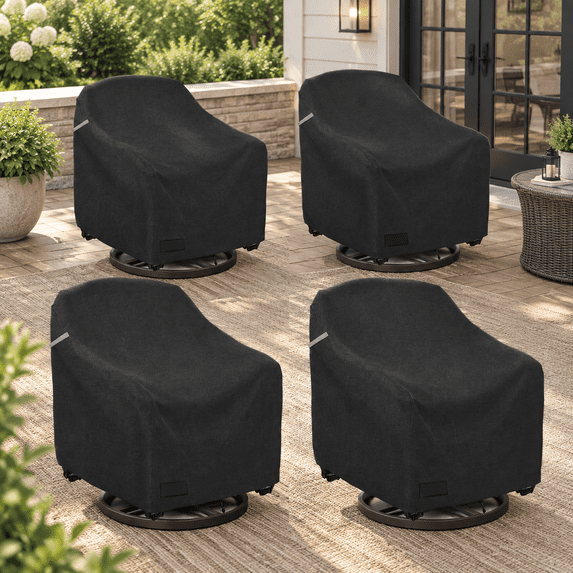 Swivel Patio Chair Cover 4 Pack 600d Waterproof Heavy Duty Outdoor ...