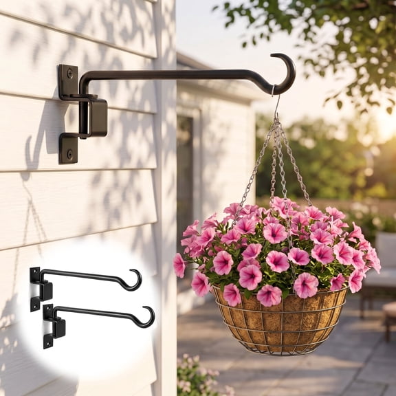Swivel Plant Hangers 16 inch 2 pack Heavy Duty Steel with 5 Screws & Anchors - Plant Hanging Hook Bracket for Flowers Baskets Pots Bird Feeder