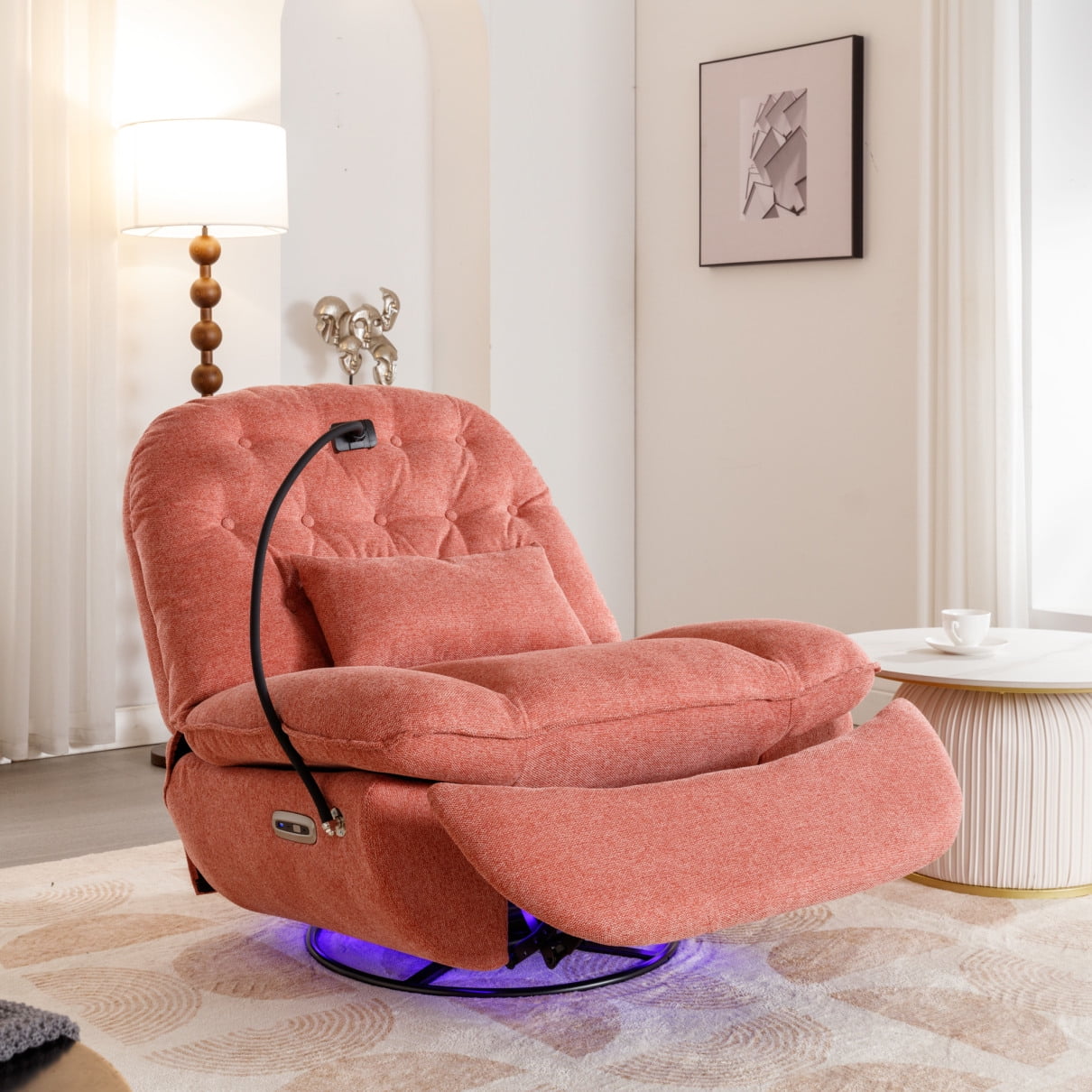 Swivel Power Recliner Chair, 270° Electric Rocker Swivel Glider with