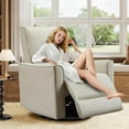 thumbnail image 1 of Swivel Recliner Chair, Deep Seat PU Leather Sofa Chair with high Backrest, Rocking Accent Chair for Nursery, Living Room, Bedroom & Home Movie Theater, Beige, 1 of 8