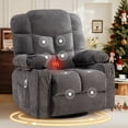 thumbnail image 1 of UHOMEPRO Swivel Rocker Recliner Chair, 360 Degree Manual Recliner Chair with Heat and Massage, Cup Holders, USB Port, Side Pockets, Wide Seat for Living Room, Gray, 1 of 8
