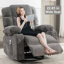 Rocker Recliner with Pull Tab Reclining Motion, Dark Gray
