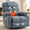 thumbnail image 1 of Swivel Rocker Recliner, LEGAHOME Modern Manual Recliner Chair with Heat and Massage, 360° Swivel & 30° Rocking Nursery Guilder Recliner with Cup Holder, 22.8in Wide Seat, Blue, 1 of 8