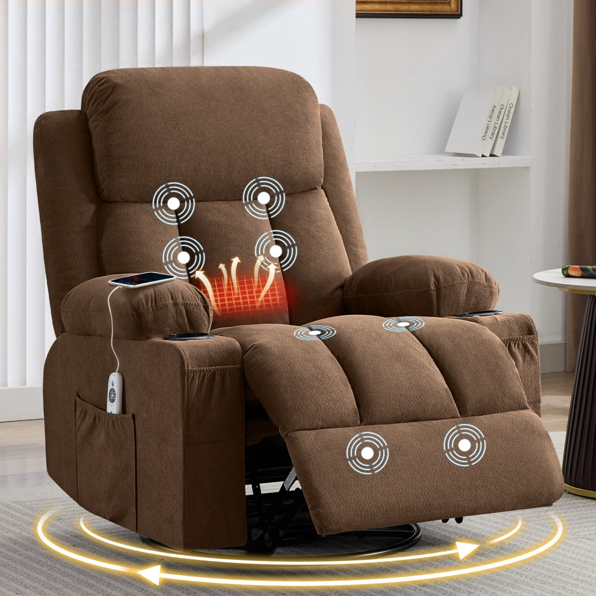 Manuel Rocking Chair Swivel Rocker Recliner Chair for Adults, Nursery Glider Rocking Chair ...