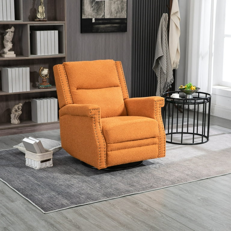 Swivel Rocker Recliner Chair with Bronze-colored Rivets,Manual