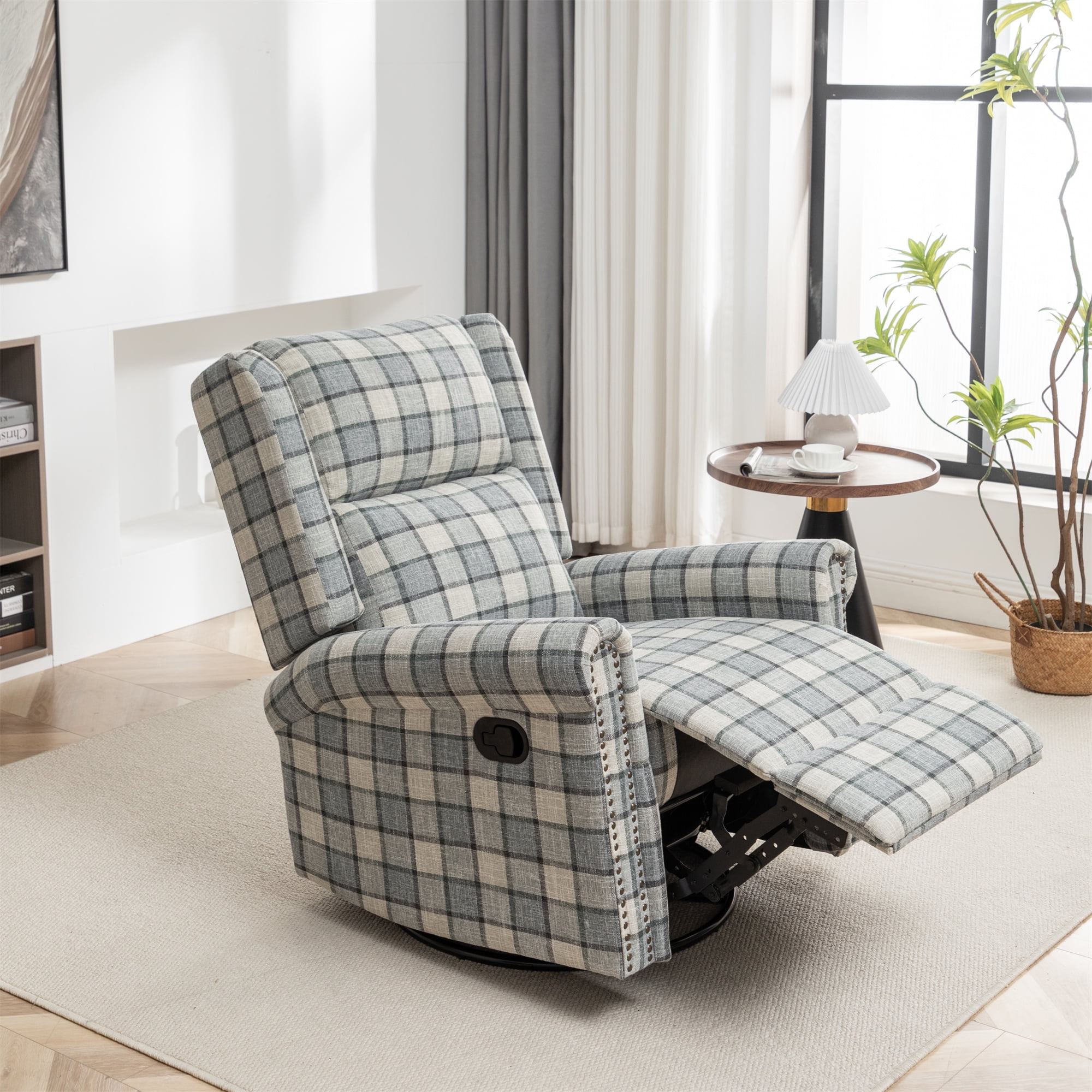 Green Swivel Rocker Recliner Chair, Manual Rocking, Wingback, 360 ...