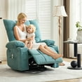 thumbnail image 1 of Swivel Rocker Recliner Chair with Massage and Heat,Oversize Ergonomic Lounge Sofa with Extended Footrest,Cup Holders for Living Room, Bedroom,Blue, 1 of 7