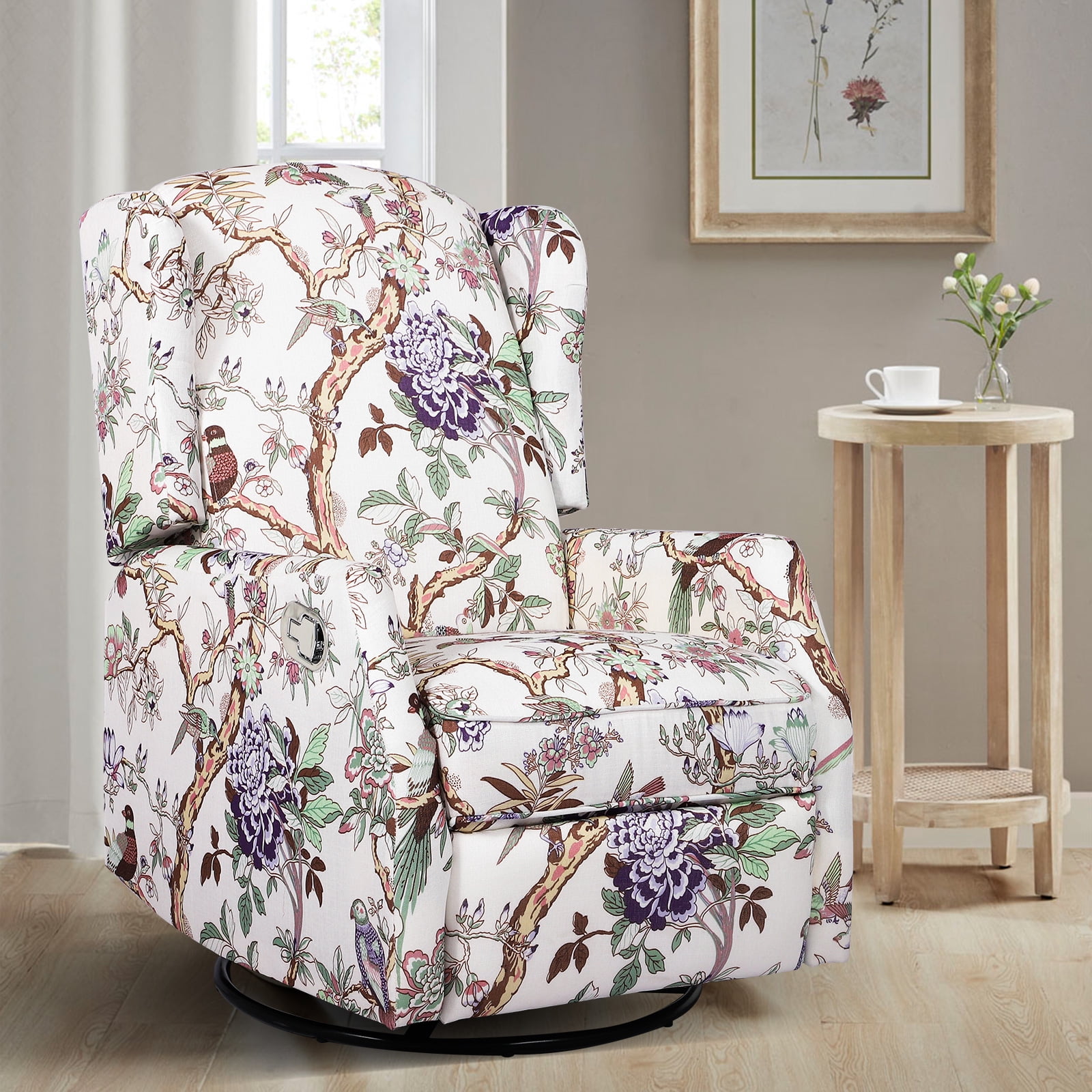 Swivel Rocker Recliner - Manual Recliner Glider - Swivel Single Sofa - Wingback Rocker Nursery Chair