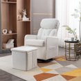 thumbnail image 1 of Swivel Rocking Chair with Ottoman Storage, Accent Leisure Chair Leisure Chair with Folding or Storage Ottoman Footrest, Comfy Sofa Armchair with Side Pocket for Living Room, Bedroom, White Teddy, 1 of 7