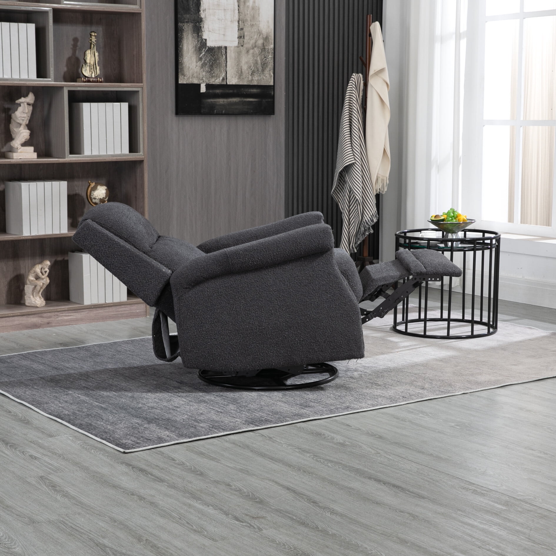 Upholstered Rocking Chair With Rubber Wood Legs And Side Pockets-Beige