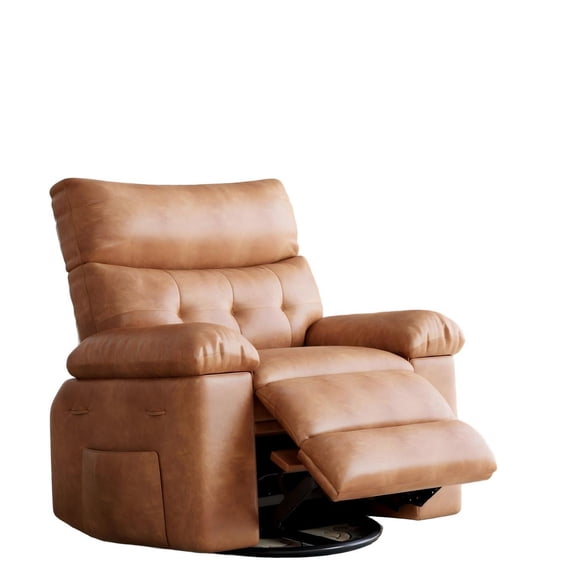 Swivel Rocking Recliner Chair with Heat and Massage - Oversized PU Leather Nursery Rocker, Multicolor