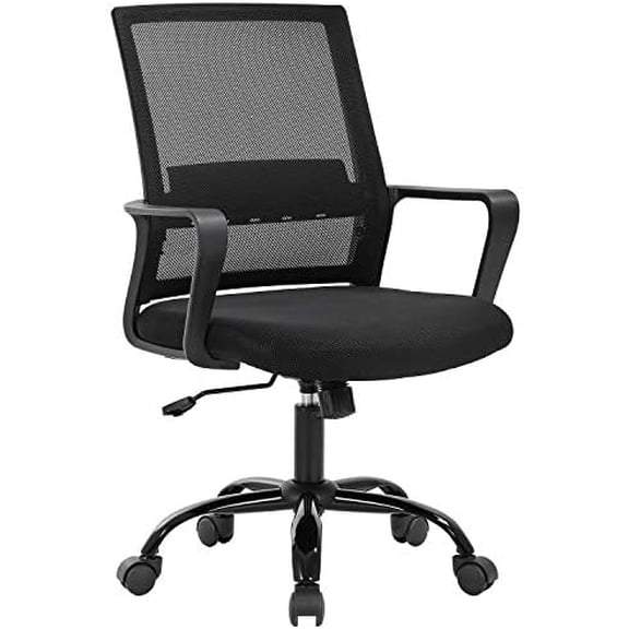 Swivel Rolling Computer Chair Executive Lumbar Support Task Mesh Chair Adjustable Stool for Women Men (Black)