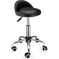 thumbnail image 1 of Swivel Rolling Stool with Wheels Height Adjustable Stool Chair Drafting Chair with Backrest Black, 1 of 7
