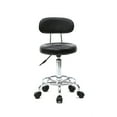 thumbnail image 1 of Swivel Round Shape Salon Stool with Back and Wheels, PU Leather Adjustable Office Chair with Thick Seat Padding, Bar Counter Stool for Salon Home Office, Black, 1 of 9