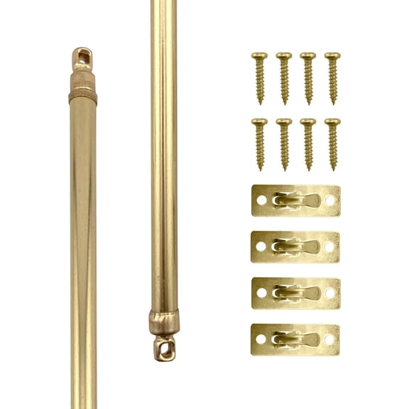 Swivel Sash Curtain Rods with Brass Finish, Set of 2 (Hardware Included) - Adjustable Length 21-38 Inches, Easy to Install Metal Rods for Doors, Windows, and Sidelights