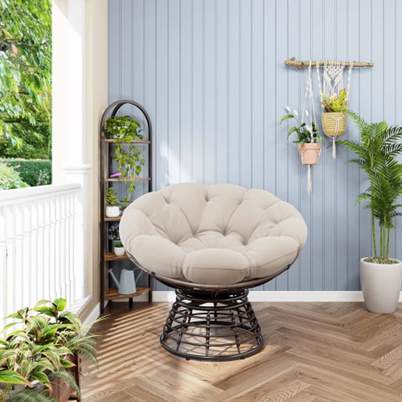 Swivel Saucer Chair, Plush Corduroy Accent Chair for Living Room Bedroom Office, Modern Round Lounge Chair with Sturdy Metal Wire Base