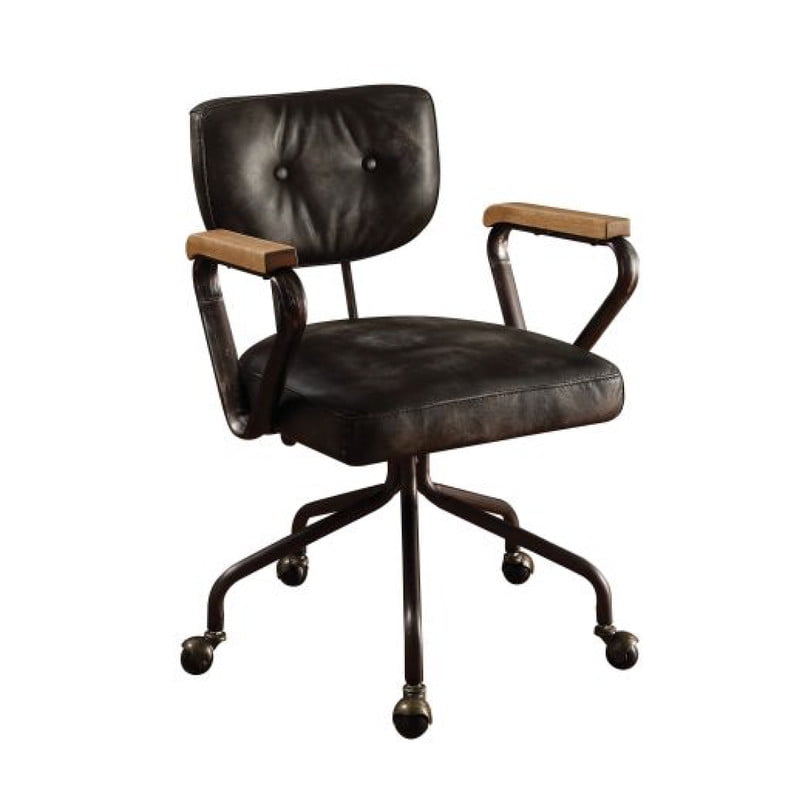 Swivel Seat office chair Black rolling chair Leather work chair
