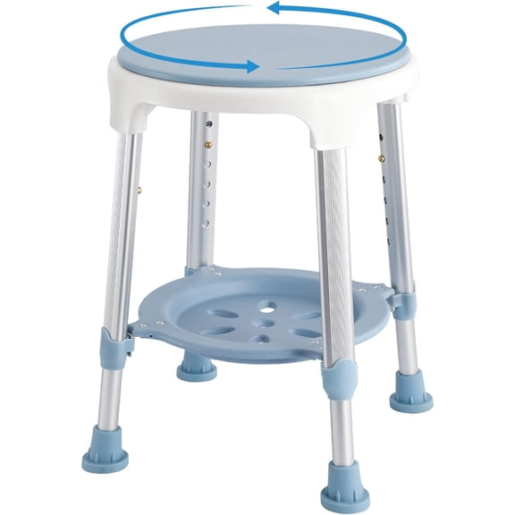 Swivel Shower Chair Stool for Seniors Adults 300 Lb Capacity 360 Degree Rotation Blue