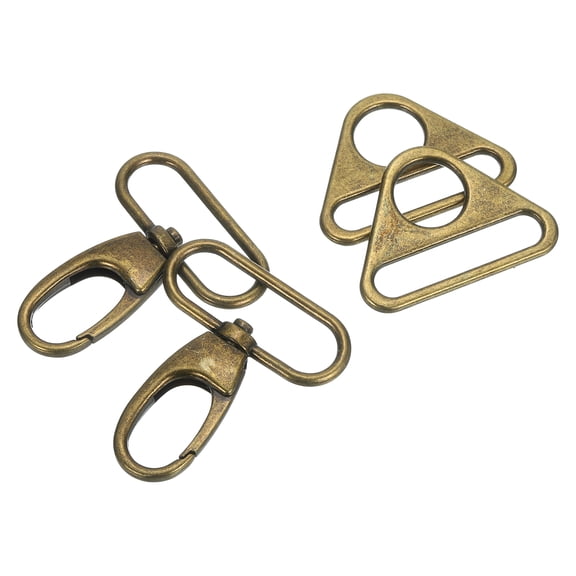 Swivel Snap Hook, Zinc Alloy Push Gate Lobster Claw Clasp with Triangle Rings for Lanyard DIY Crafts Making (1 1/2", Bronze)